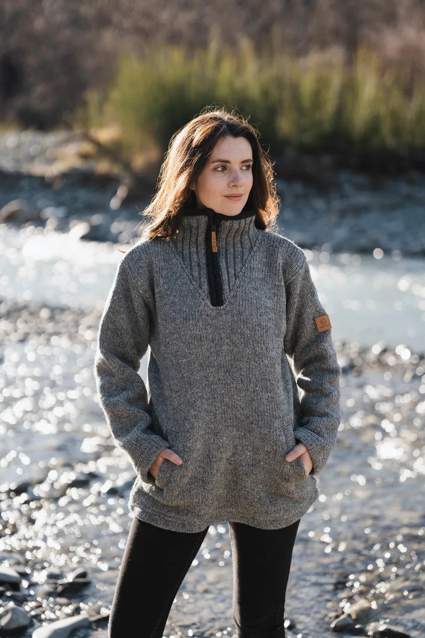 Station Half Zip Women -Stone Grey