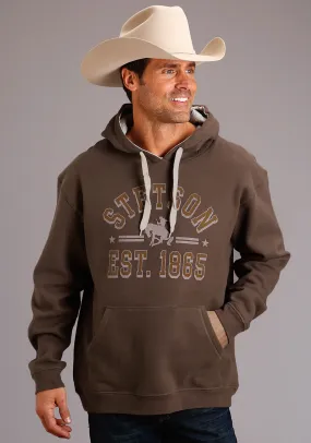 Stetson Mens Brown Cotton Blend Fleece Knit Buffalo Hoodie