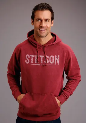 Stetson Mens Burgundy 100% Cotton Mineral Logo Hoodie