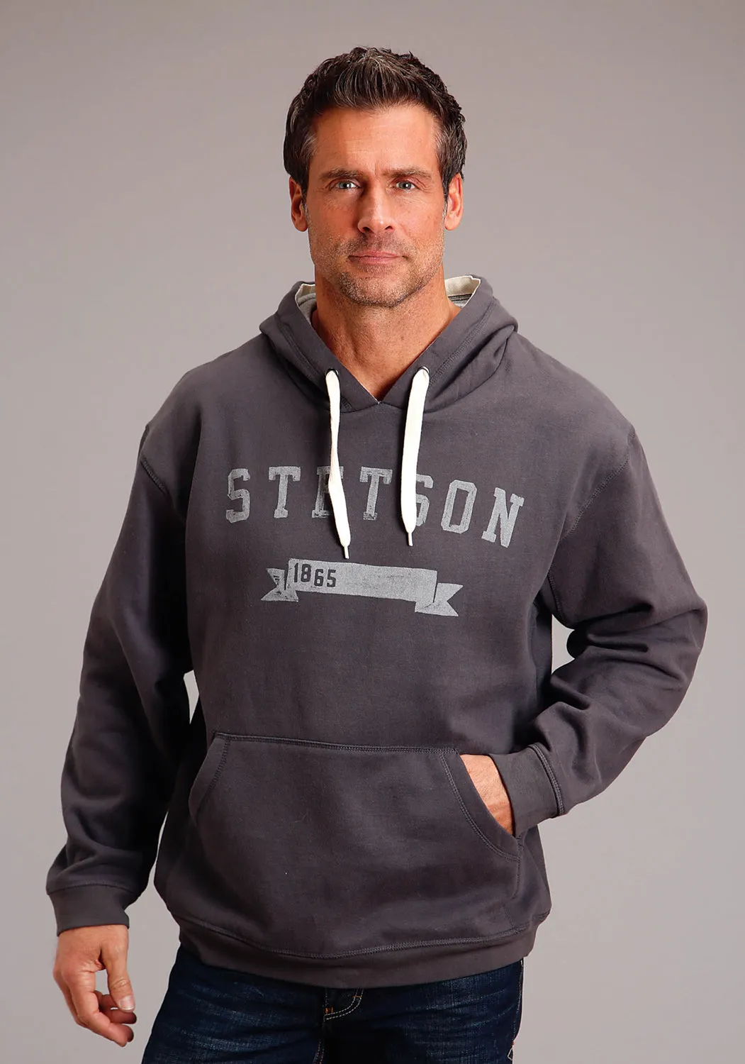 Stetson Mens Dark Grey Poly/Cotton 1865 Banner Hoodie