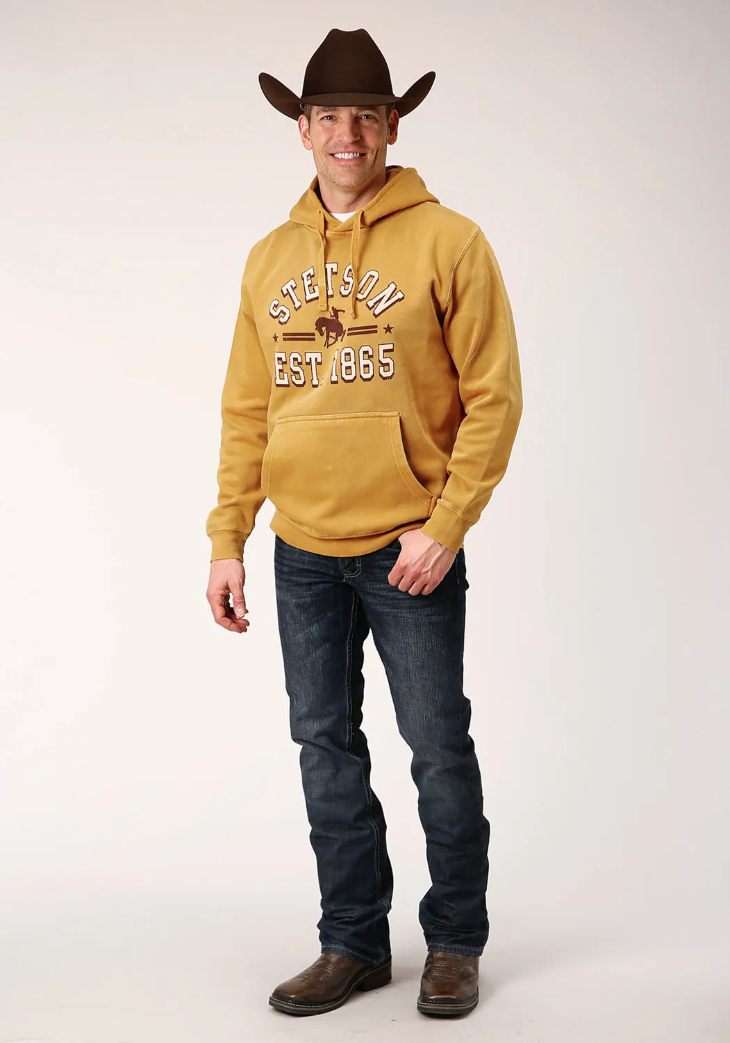 Stetson Mens Gold Cotton Blend 1865 Screenprint Hoodie