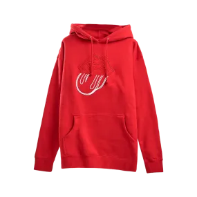 Stones Red Embroidered Circle Tongue Hoodie