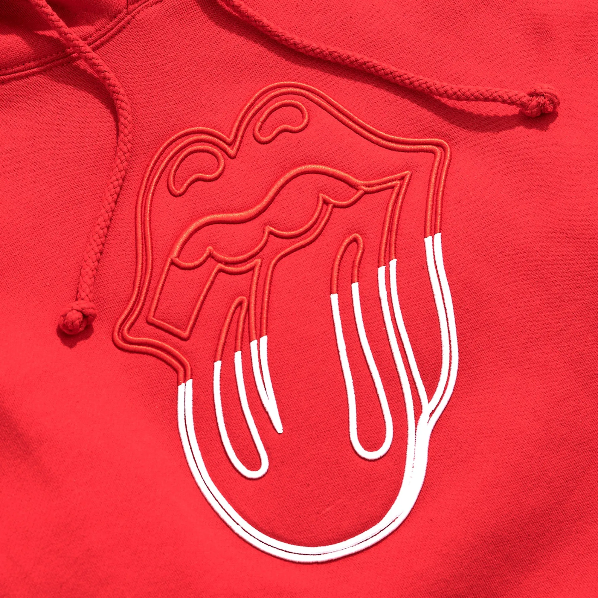 Stones Red Embroidered Circle Tongue Hoodie