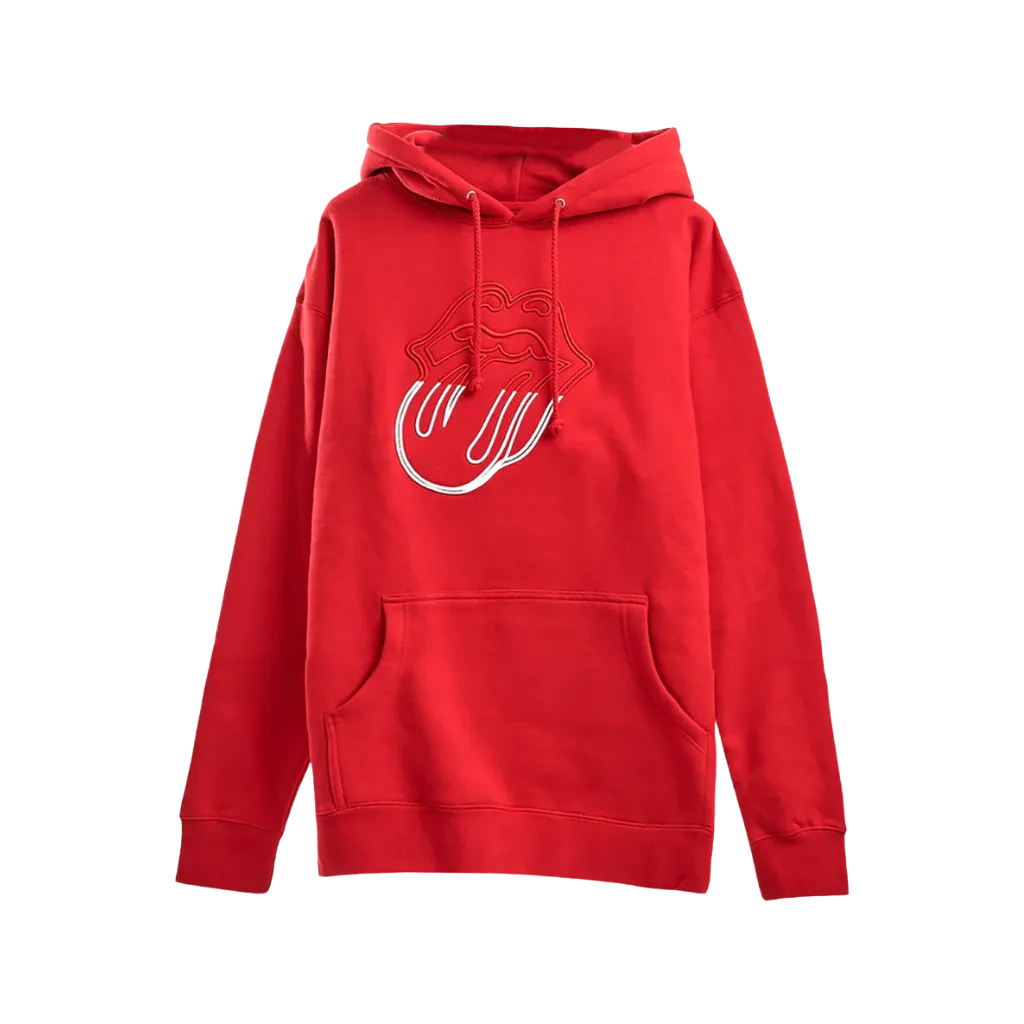 Stones Red Embroidered Circle Tongue Hoodie