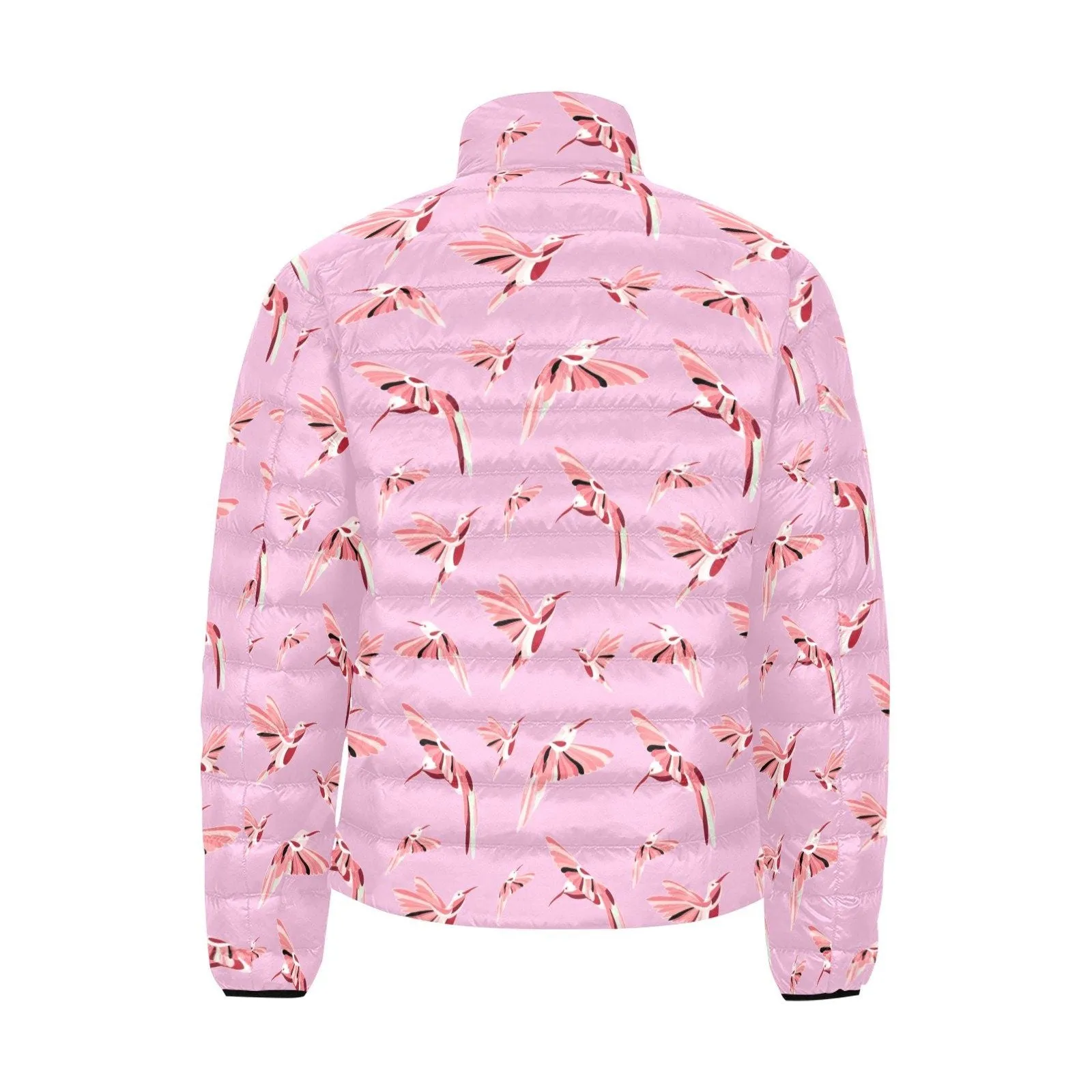 Strawberry Pink Men's Stand Collar Padded Jacket