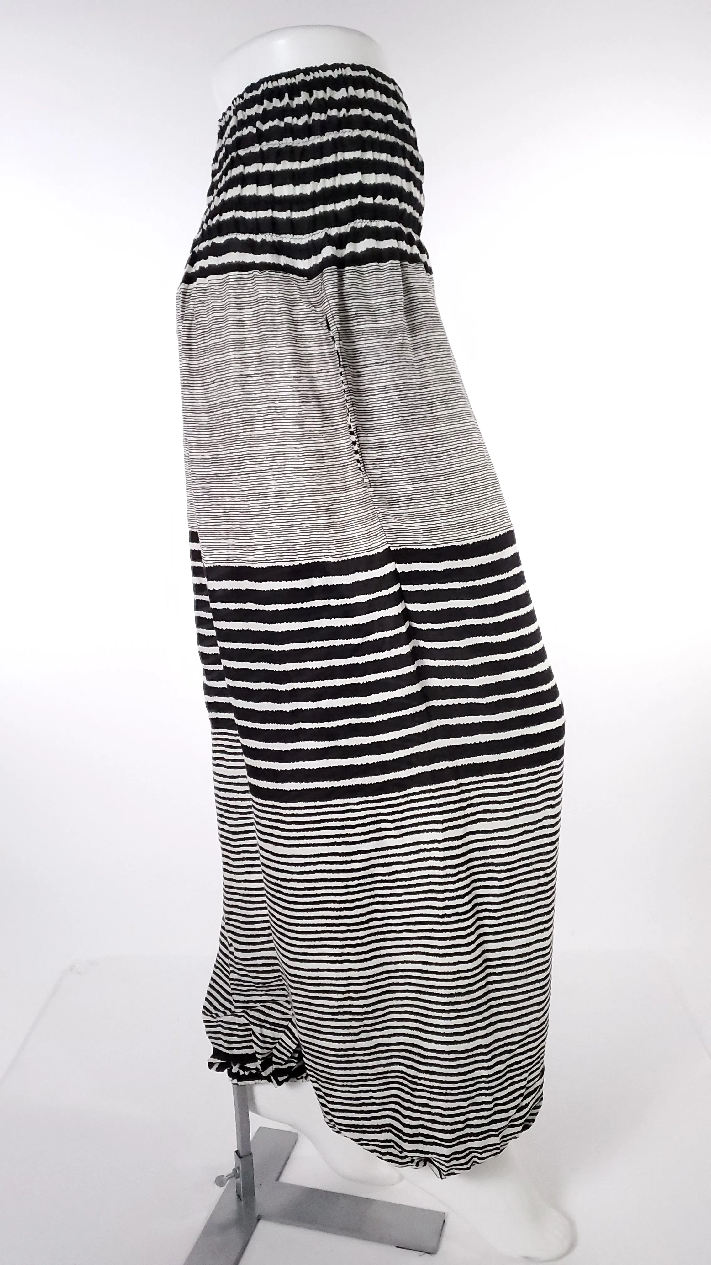 Striped Straight Leg Harem Pants In Black