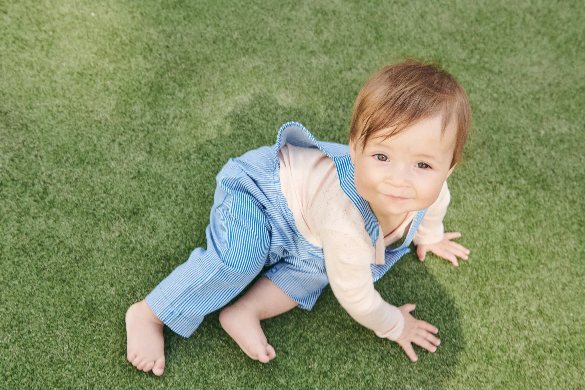 STRIPED YARNDYED OVERALL - SHARP BLUE STRIPE