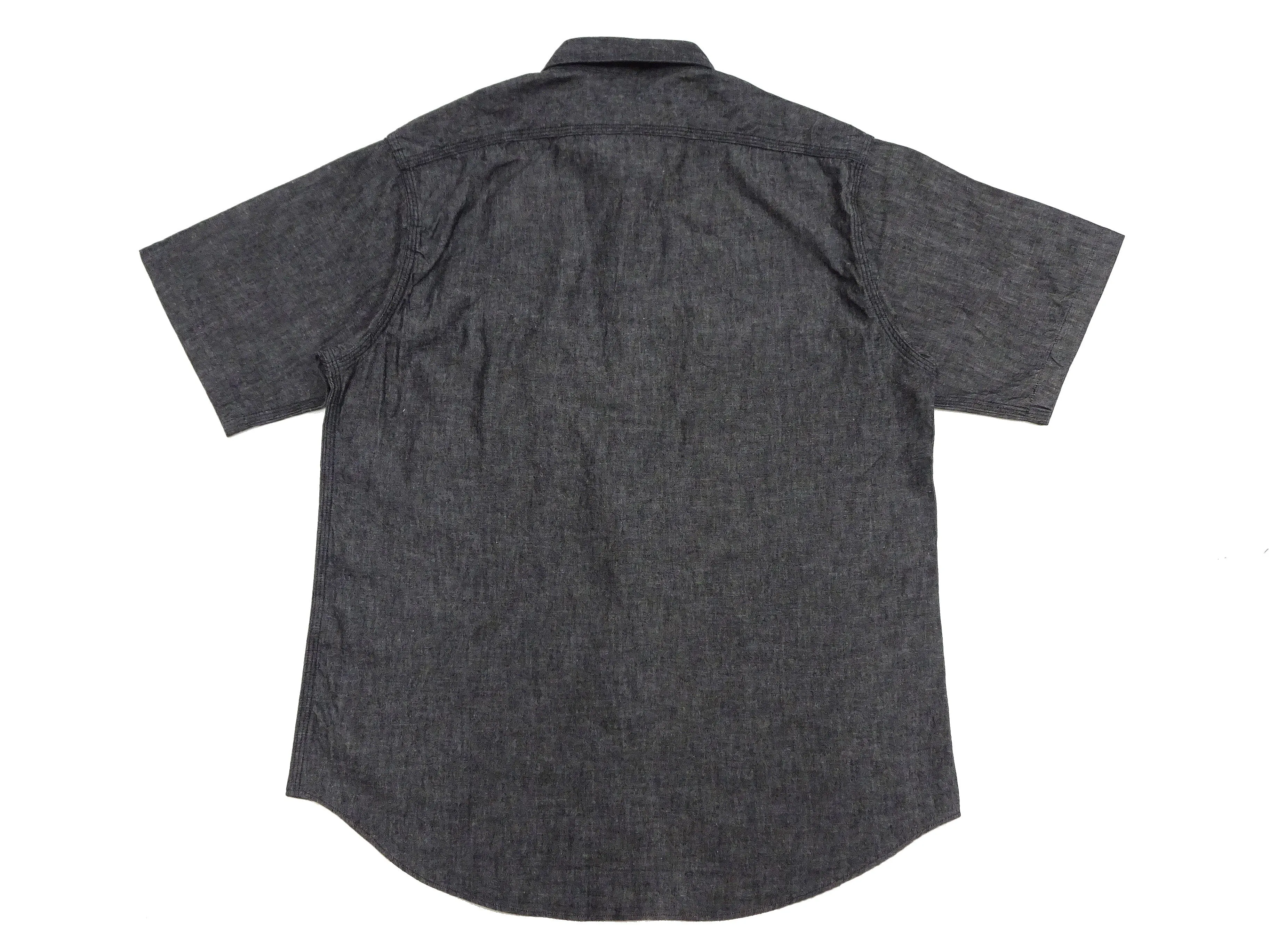 Sugar Cane Black Chambray Shirt Men's Casual Short Sleeve Plain Button Up Work Shirt SC39307 119 Black One Wash