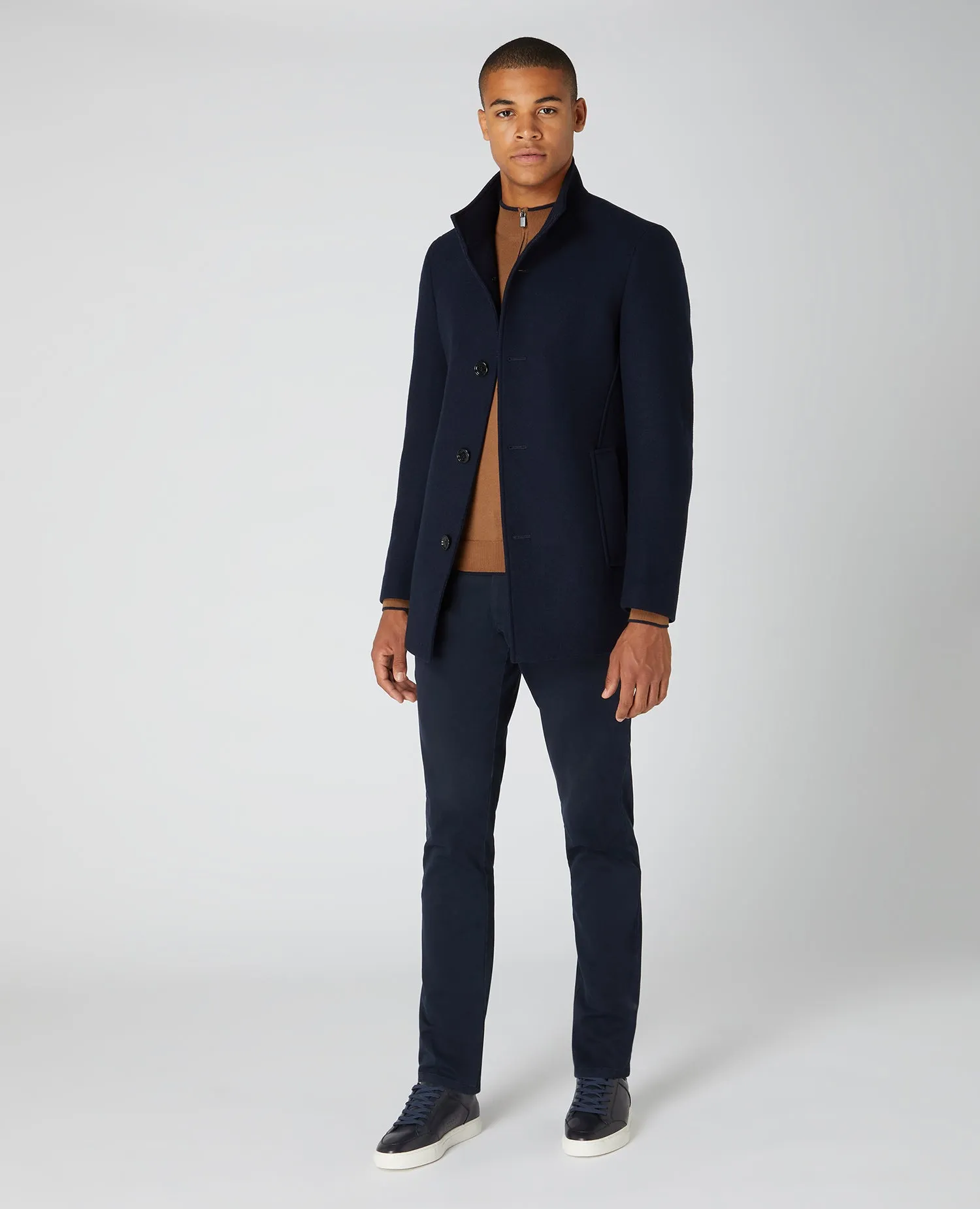 Tapered Fit Wool-Blend Tailored Coat