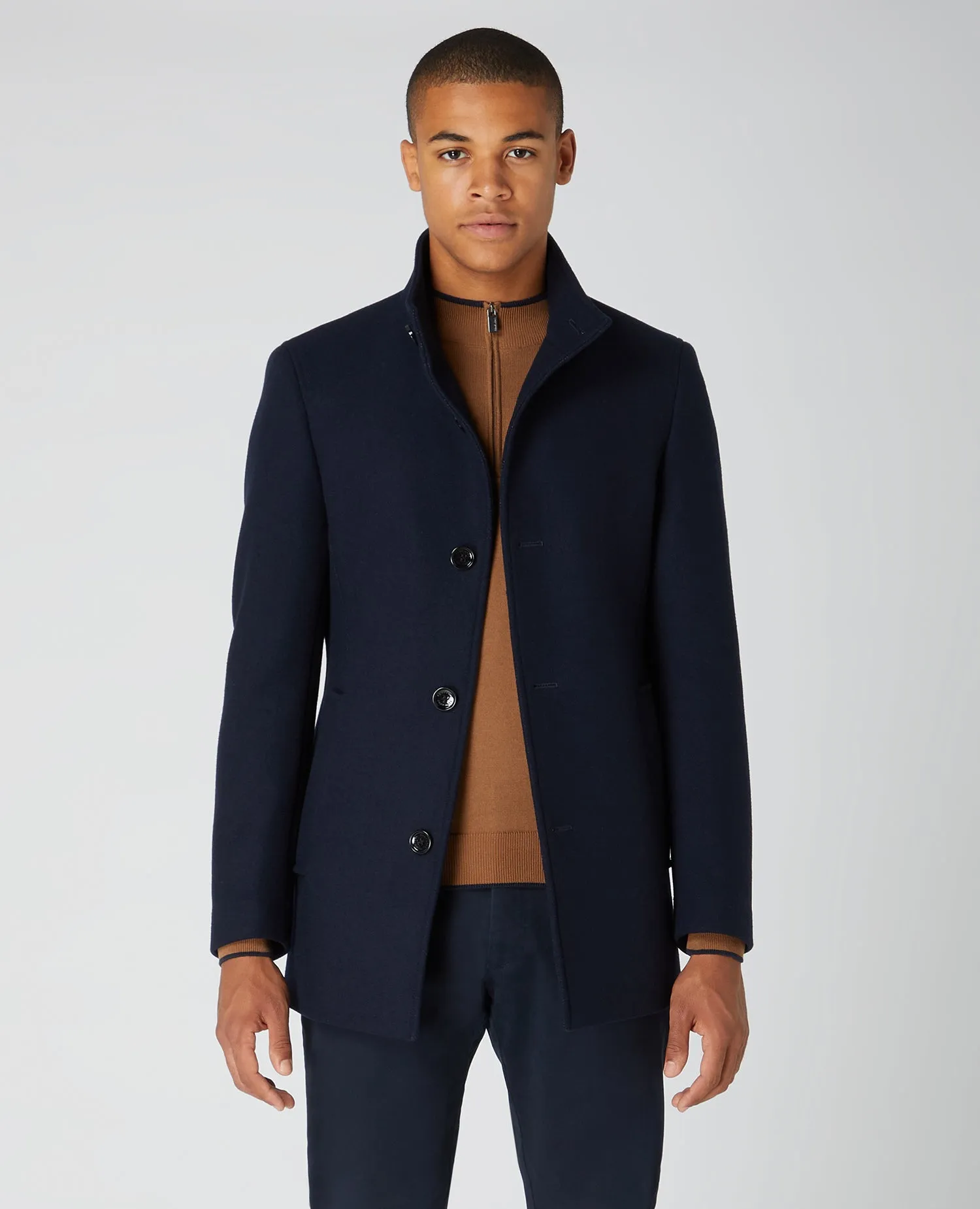 Tapered Fit Wool-Blend Tailored Coat