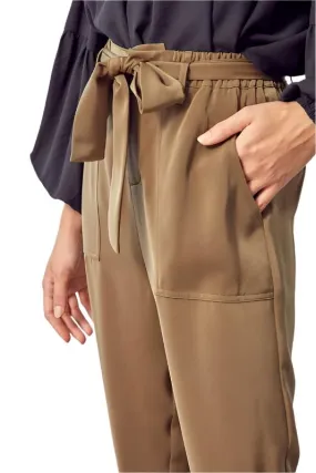 TEEK - Dried Herb Satin Pants with Belt