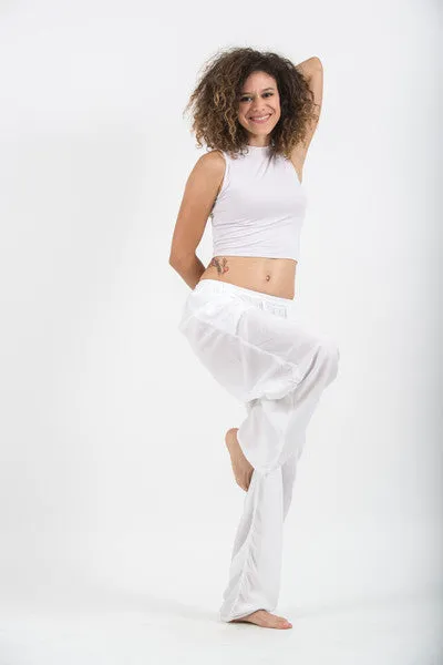 The Best Super Soft Cotton Yoga Pants Ever Elastic Waist White