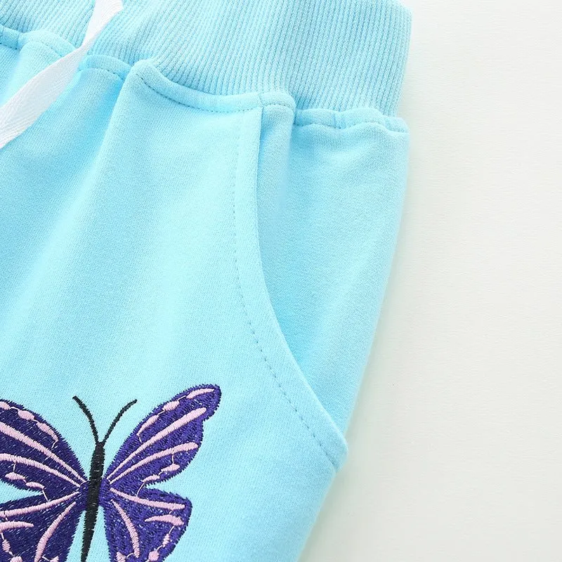 Toddler/Kid Girl's Butterflies Design Blue Pants