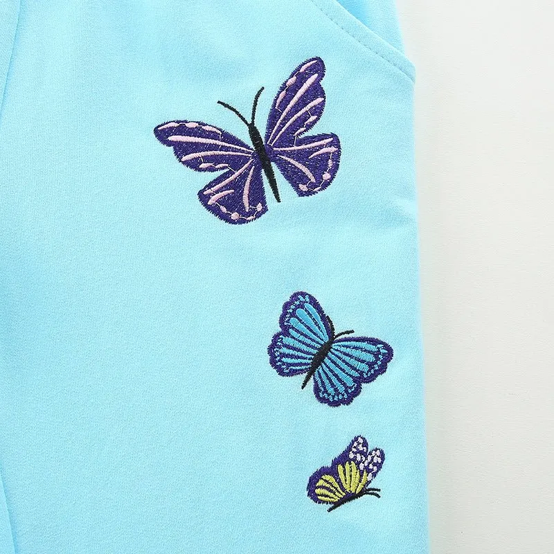 Toddler/Kid Girl's Butterflies Design Blue Pants