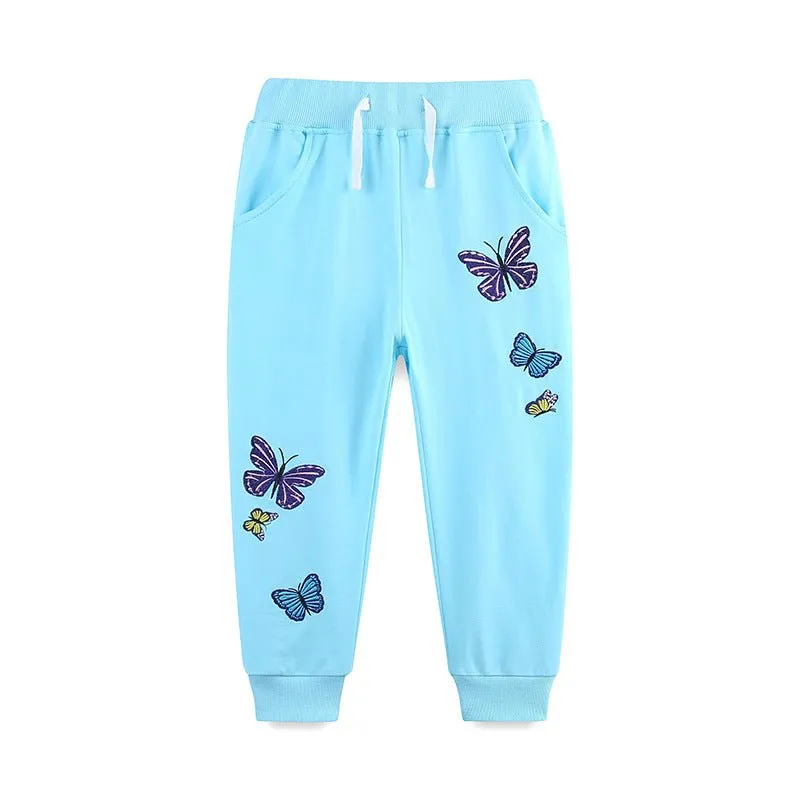 Toddler/Kid Girl's Butterflies Design Blue Pants