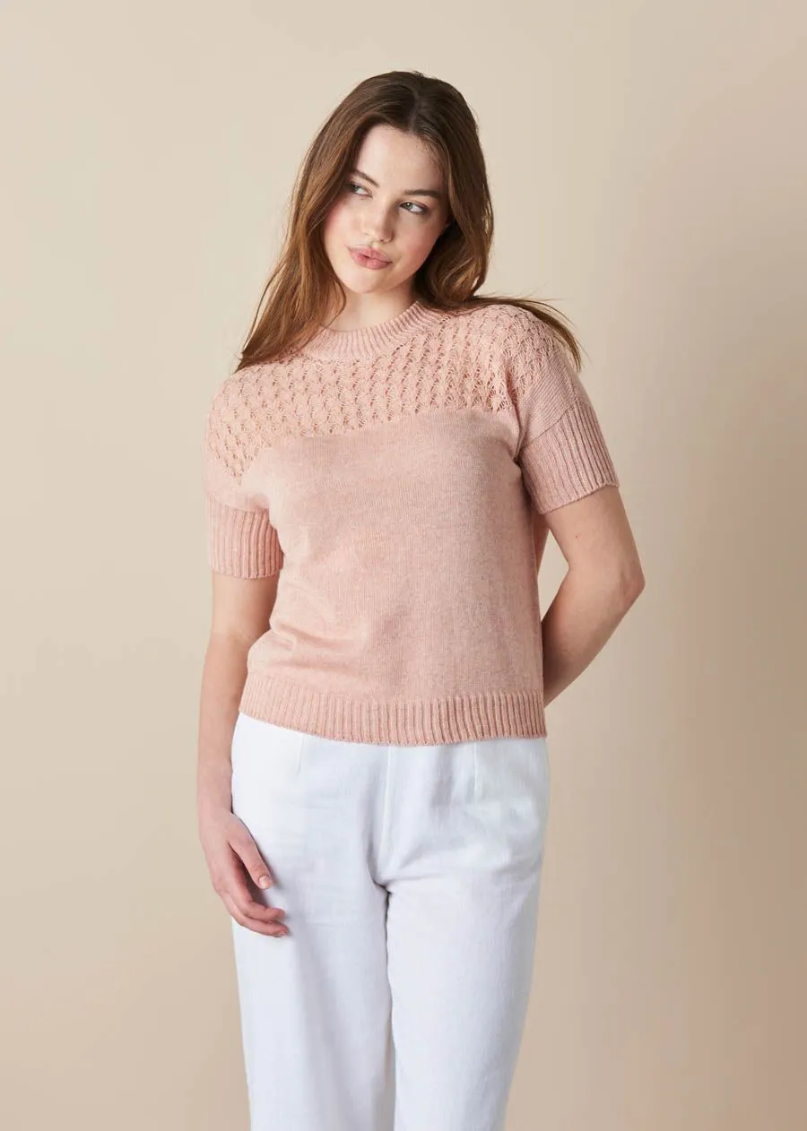 Uimi Ruby Crochet Cashmere/Cotton Top Sienna