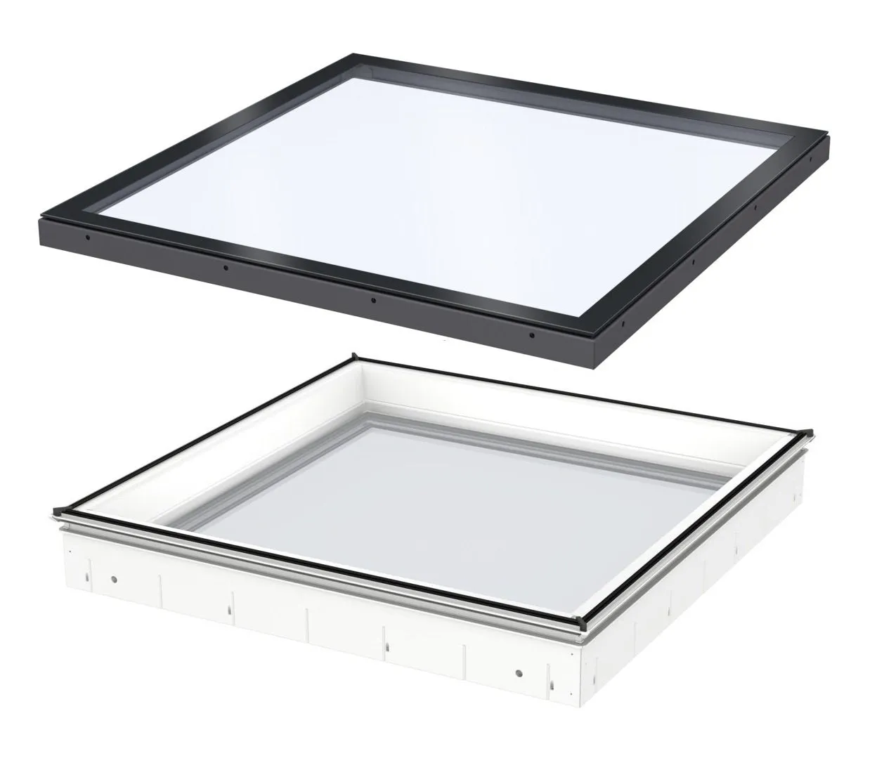 VELUX CVU 060060 S06Q Electric Flat Glass Rooflight Package 60 x 60 cm (Including CVU Double Glazed Base & ISU Flat Glass Top Cover)