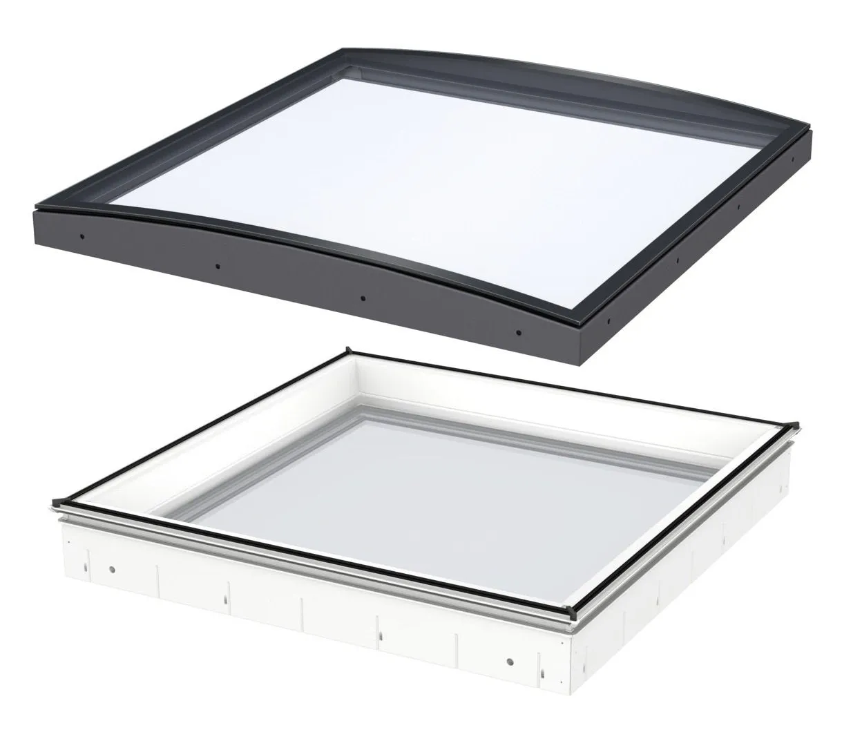 VELUX CVU 150150 1093 INTEGRA® SOLAR Curved Glass Rooflight Package 150 x 150 cm (Including CVU Triple Glazed Base & ISU Curved Glass Top Cover)