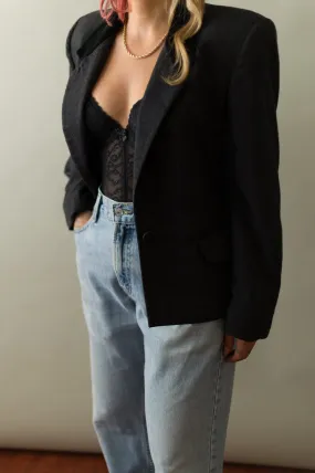 Vintage Black Cropped Blazer