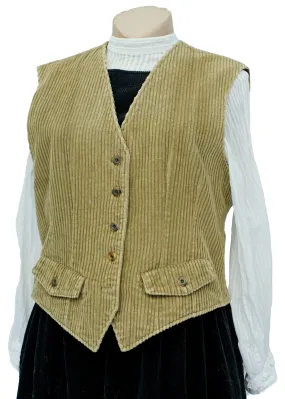 Vintage Olive Green Corduroy Waistcoat • 36 - 38"