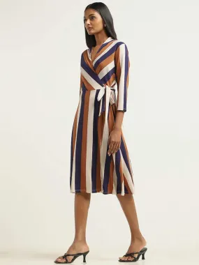 Wardrobe Navy Striped Wrap Dress