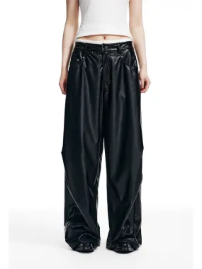 WESAME LAB RETRO STITCHING LEATHER PANTS