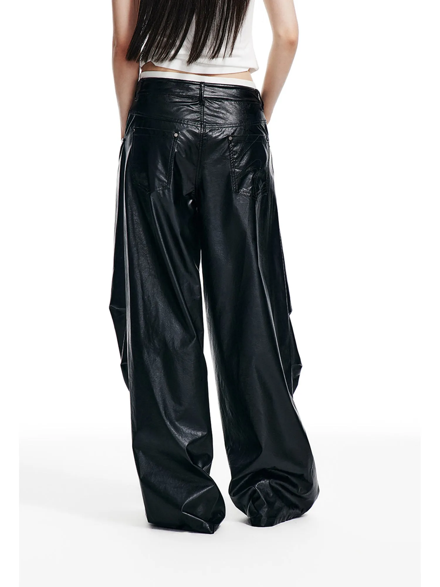 WESAME LAB RETRO STITCHING LEATHER PANTS