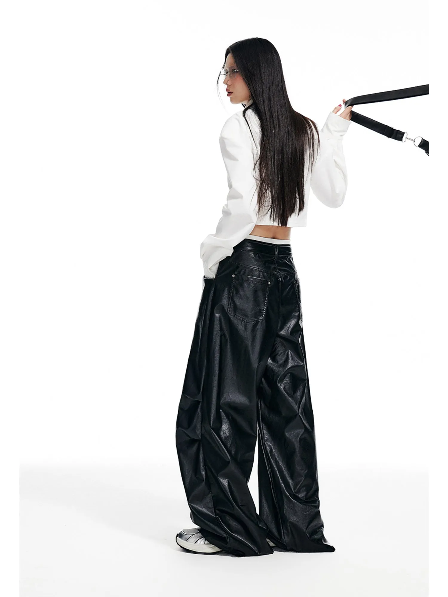 WESAME LAB RETRO STITCHING LEATHER PANTS