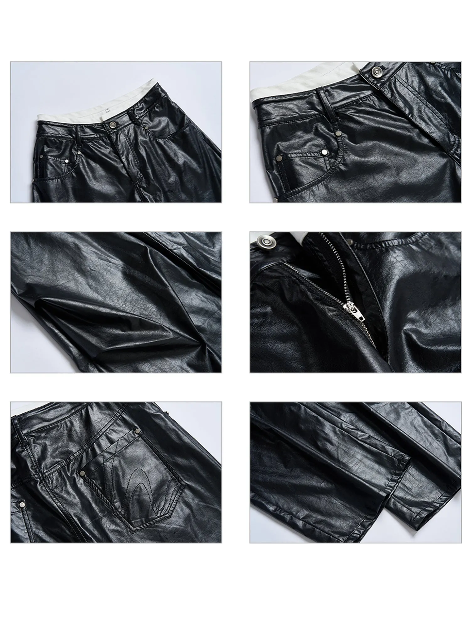 WESAME LAB RETRO STITCHING LEATHER PANTS