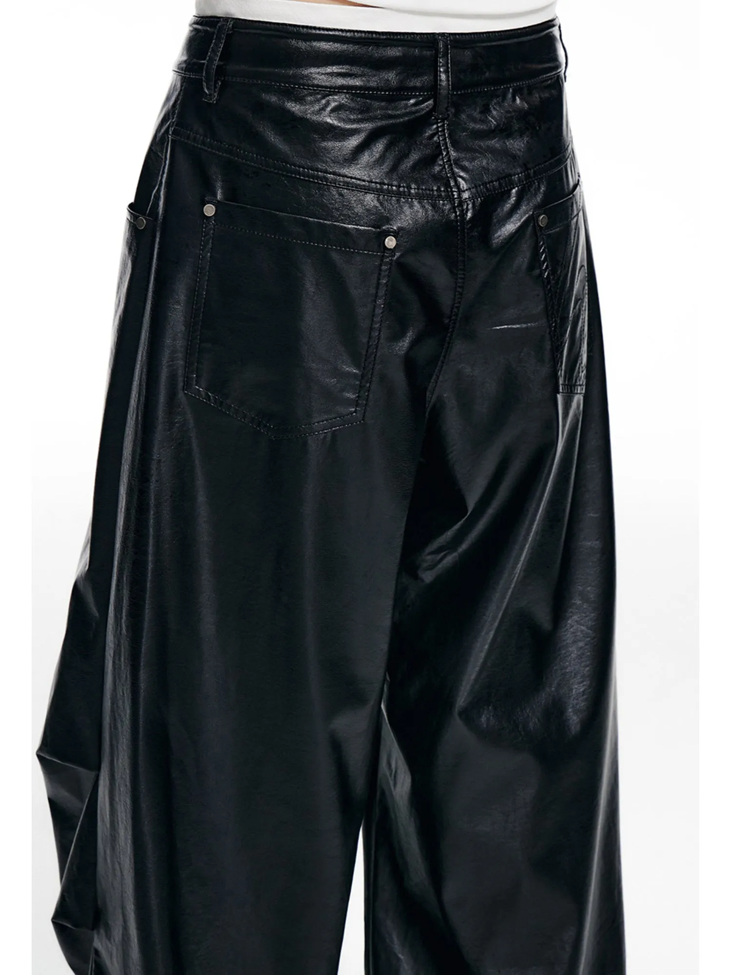 WESAME LAB RETRO STITCHING LEATHER PANTS