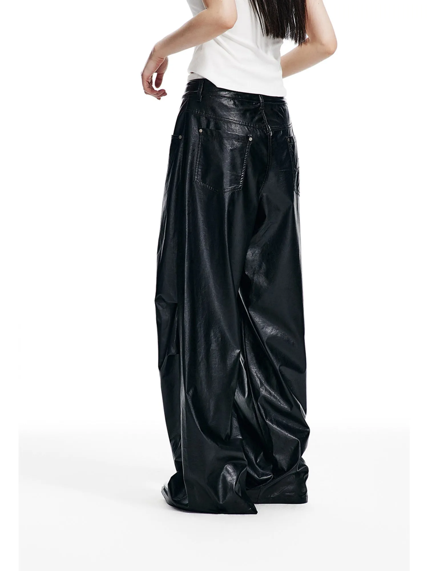 WESAME LAB RETRO STITCHING LEATHER PANTS