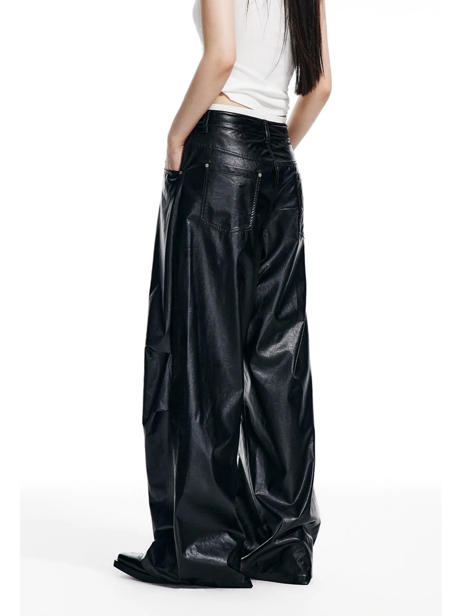 WESAME LAB RETRO STITCHING LEATHER PANTS