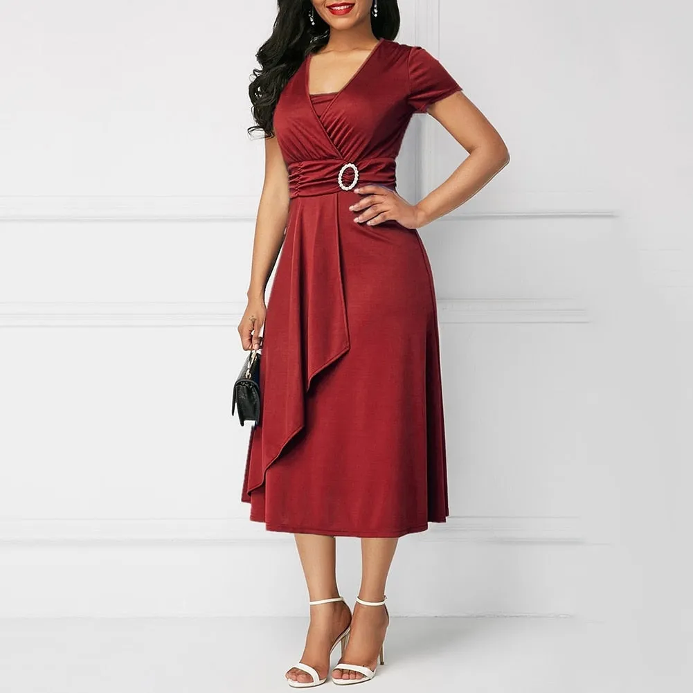 Willa's Wrap Belted Casual Dress - Culture Heaven Special