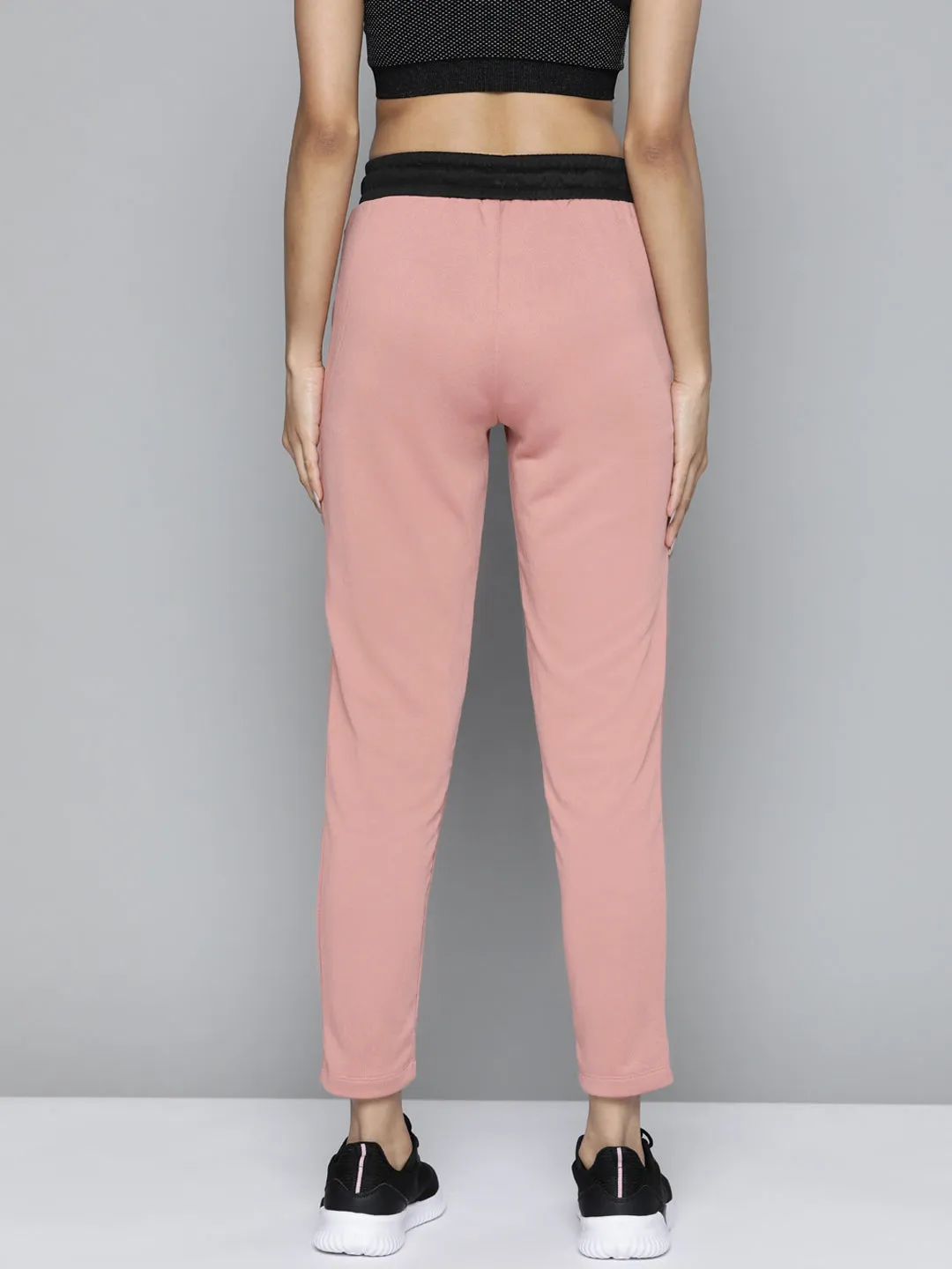 Women Dusty Pink Solid Slim Fit Gym Joggers