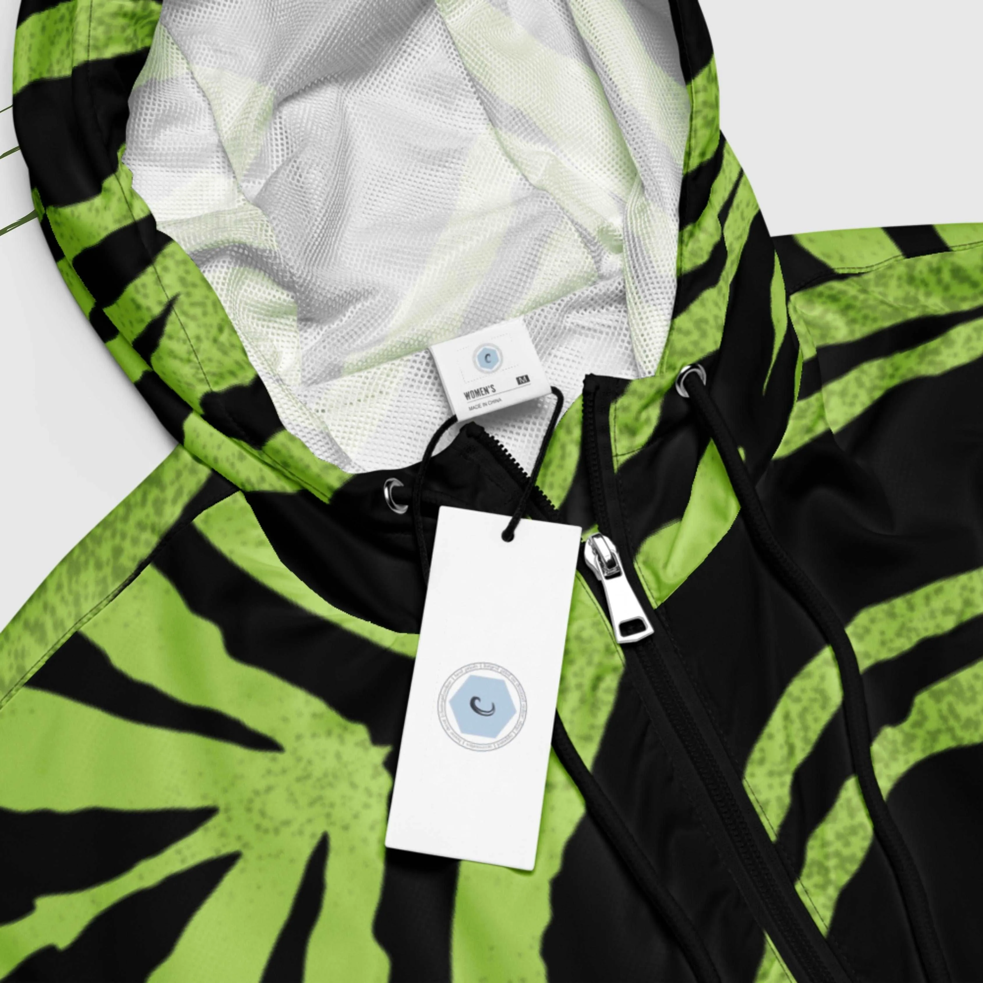 Women’s Green Tiger Pattern Cropped Windbreaker