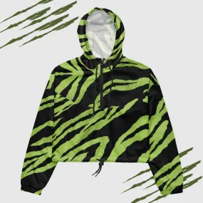 Women’s Green Tiger Pattern Cropped Windbreaker