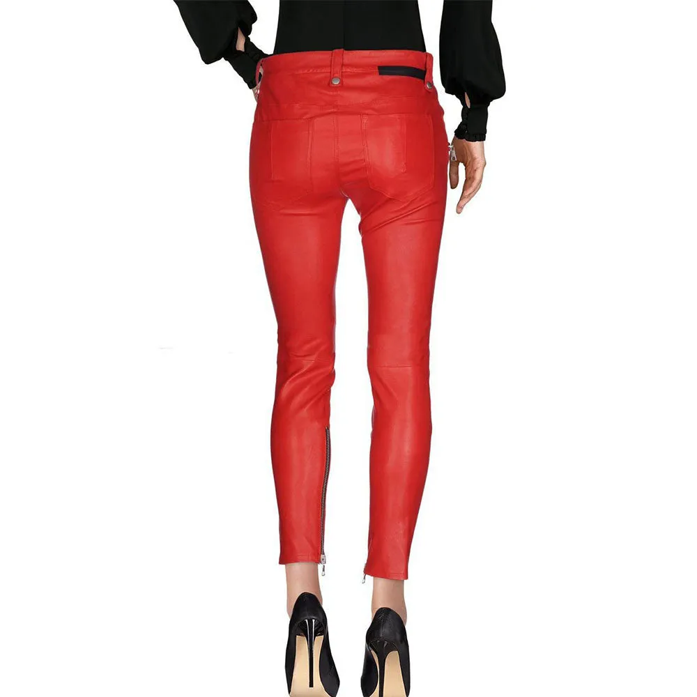 Women's Lace Up Leather Pants - Vicky