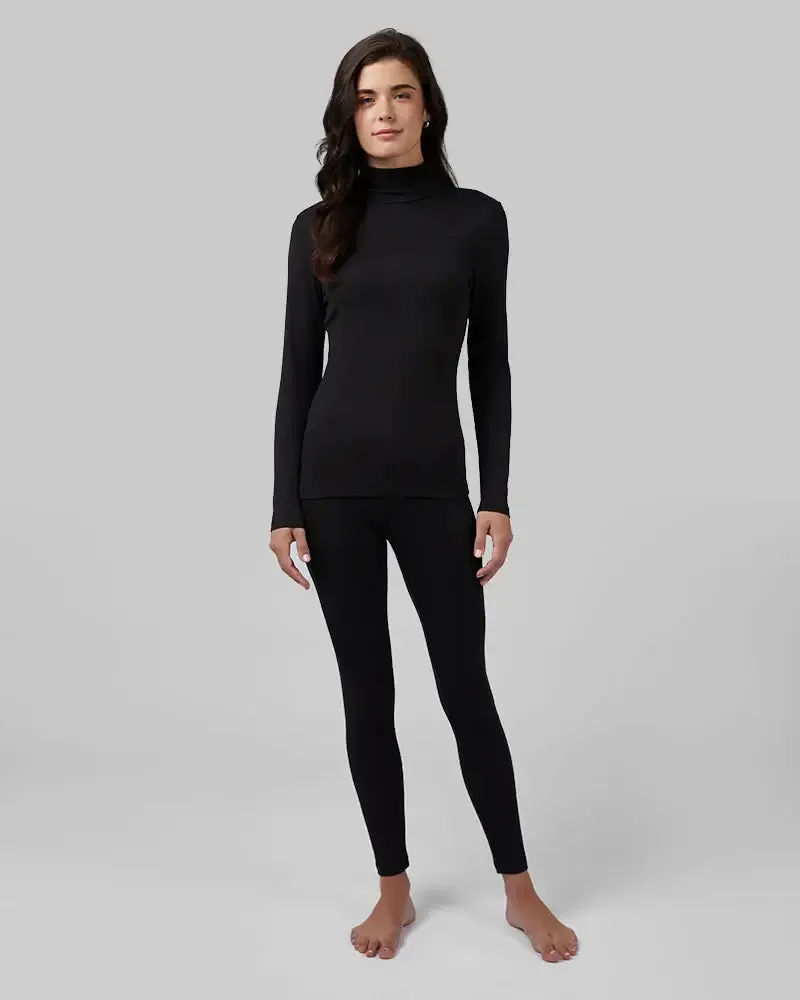 Women's Midweight Rib Base Layer Turtleneck - Black