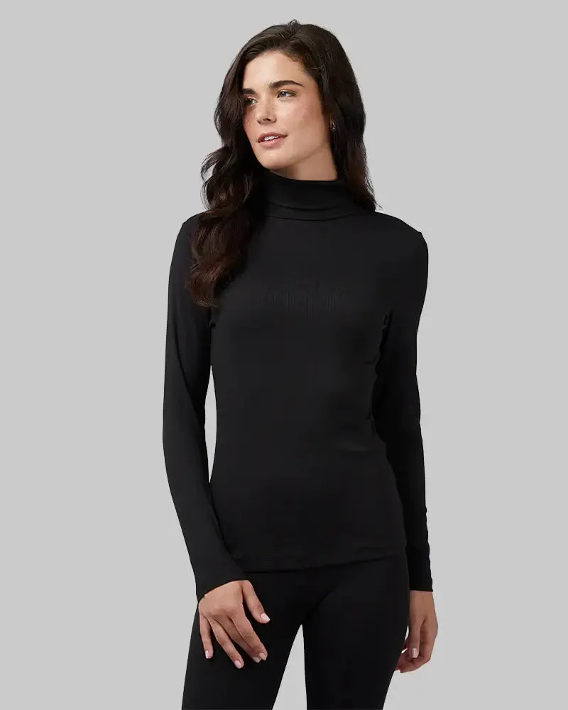 Women's Midweight Rib Base Layer Turtleneck - Black