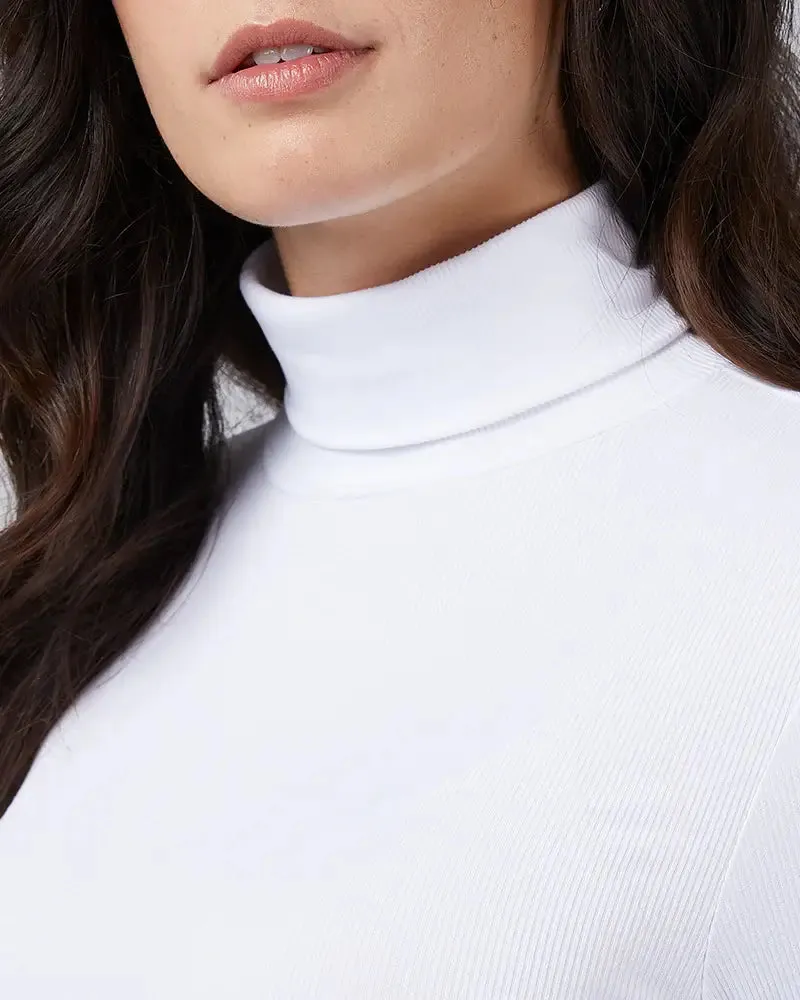 Women's Midweight Rib Base Layer Turtleneck - White