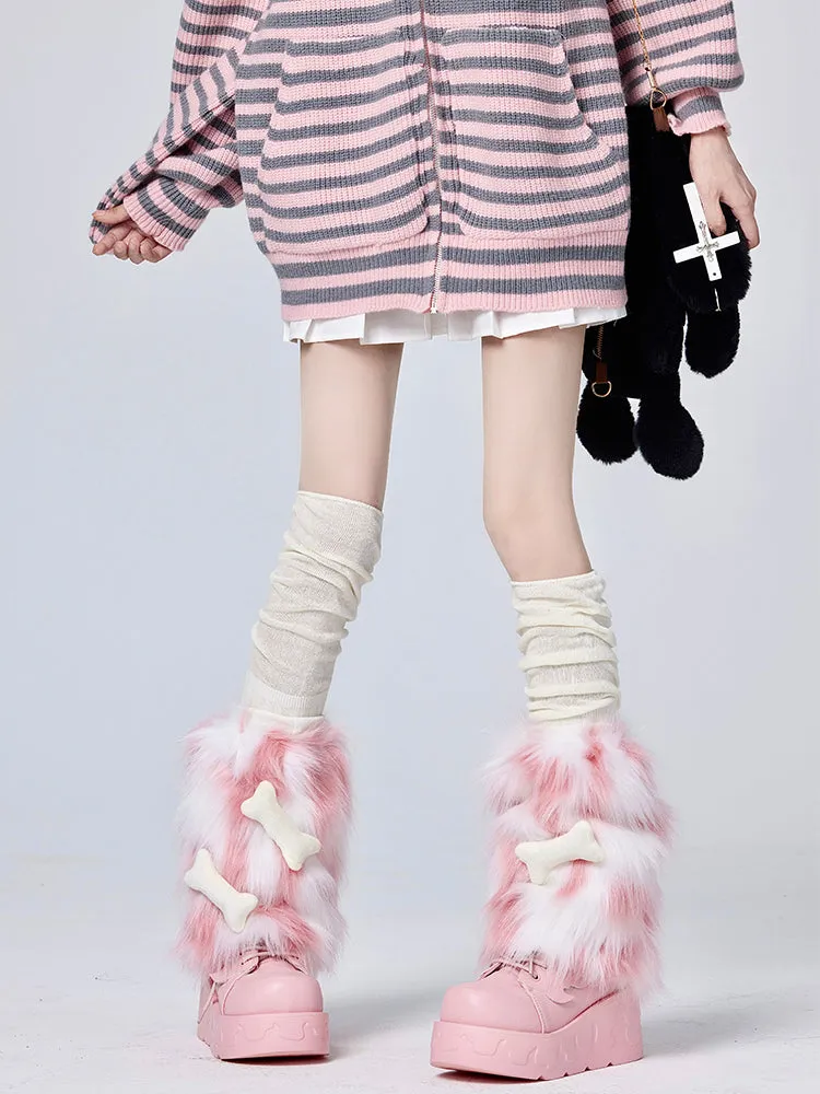 Women's pink furry leg warmers