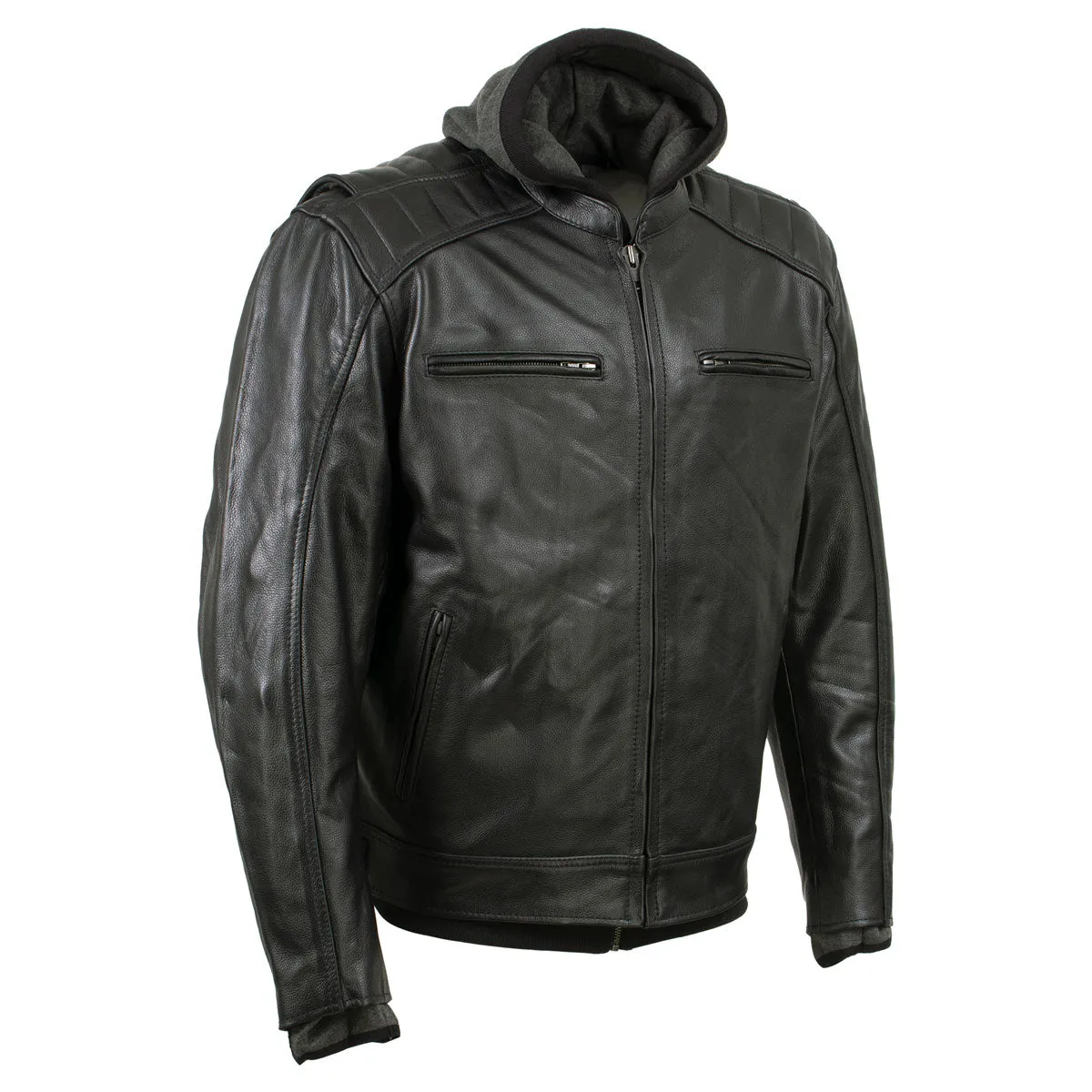 Xelement BXU573 Men's Black 'Alibi' Armored Leather Motorcycle Jacket