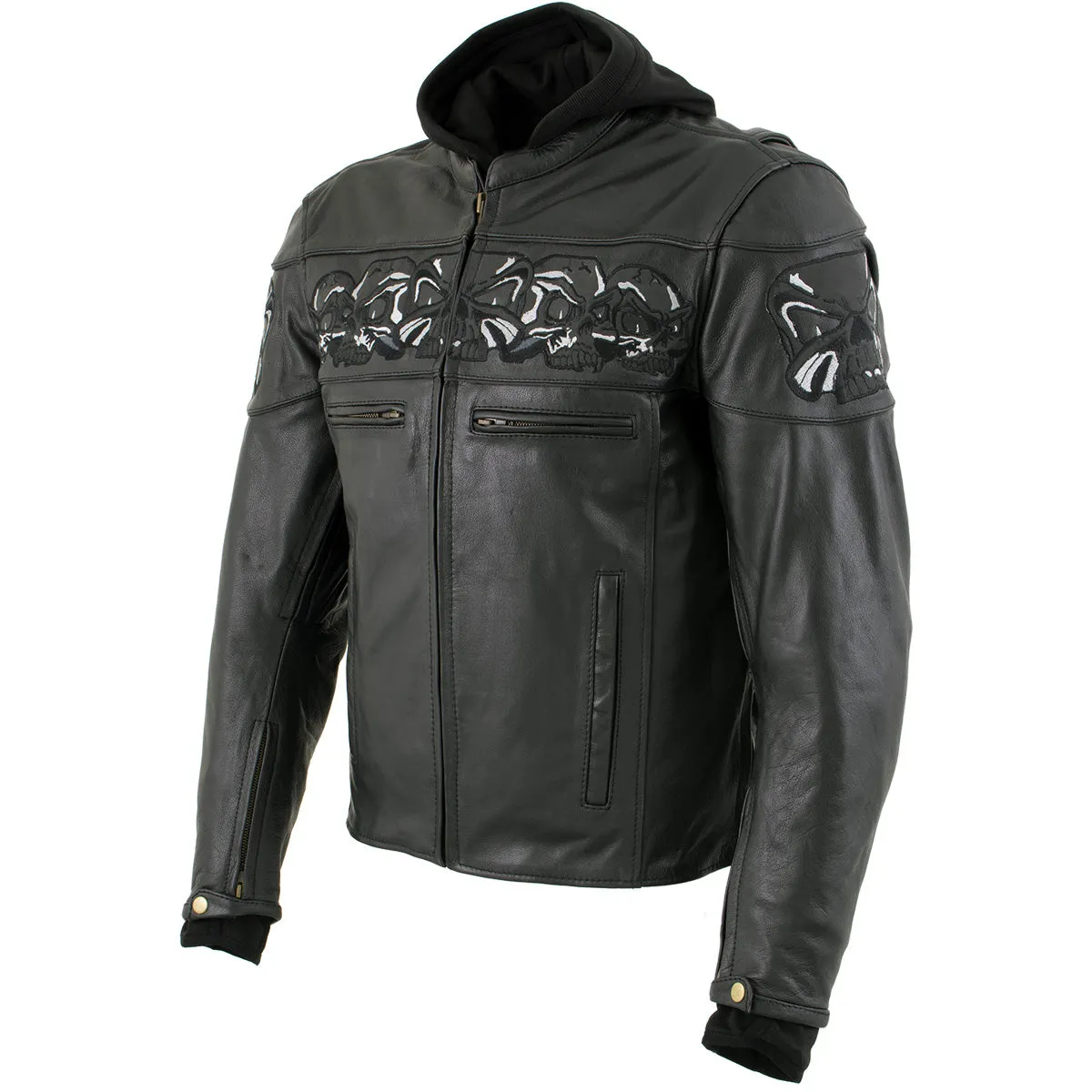 Xelement XS1504 Men's ‘Futile’ Black Leather CE Armored Motorcycle