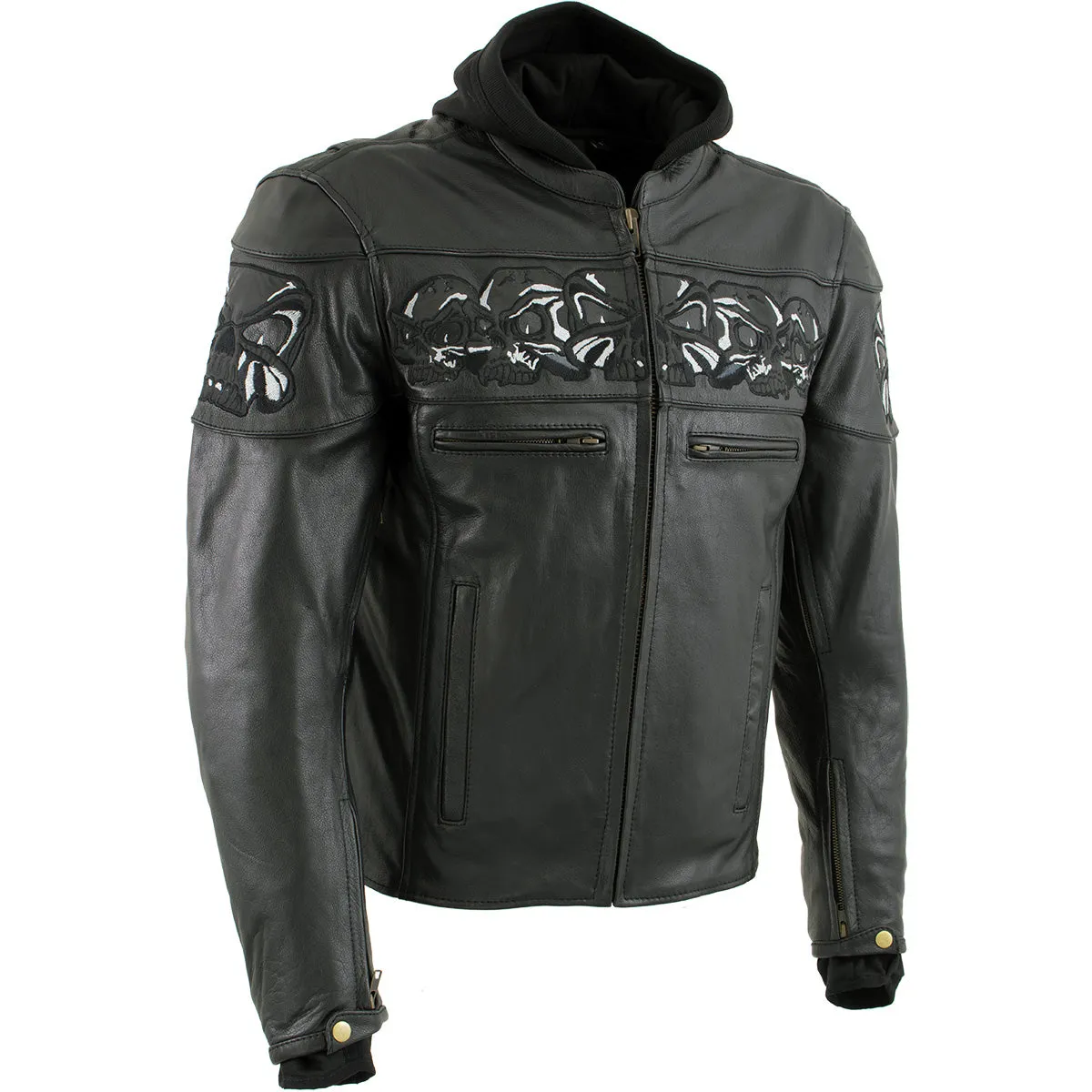 Xelement XS1504 Men's ‘Futile’ Black Leather CE Armored Motorcycle