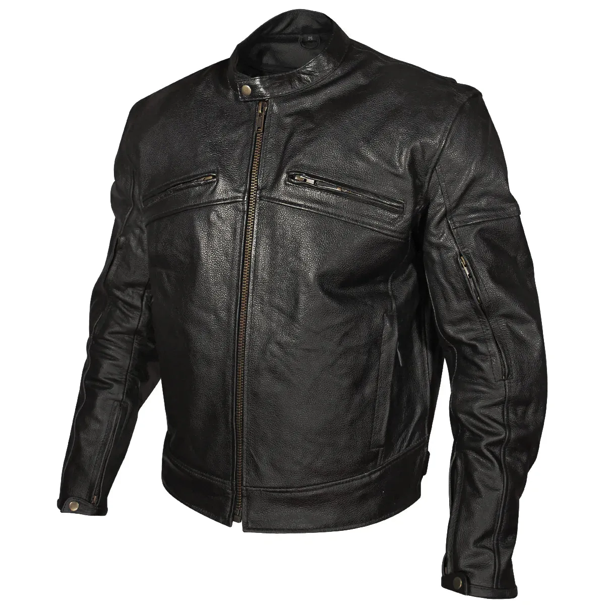 Xelement XSPR105 Men's 'The Racer' Black Armored Leather Racing Jacket